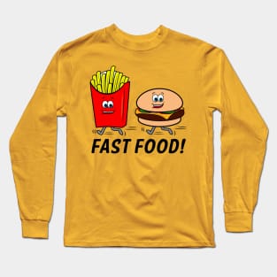 Fast Food: Cartoon Cheeseburger and Fries Long Sleeve T-Shirt